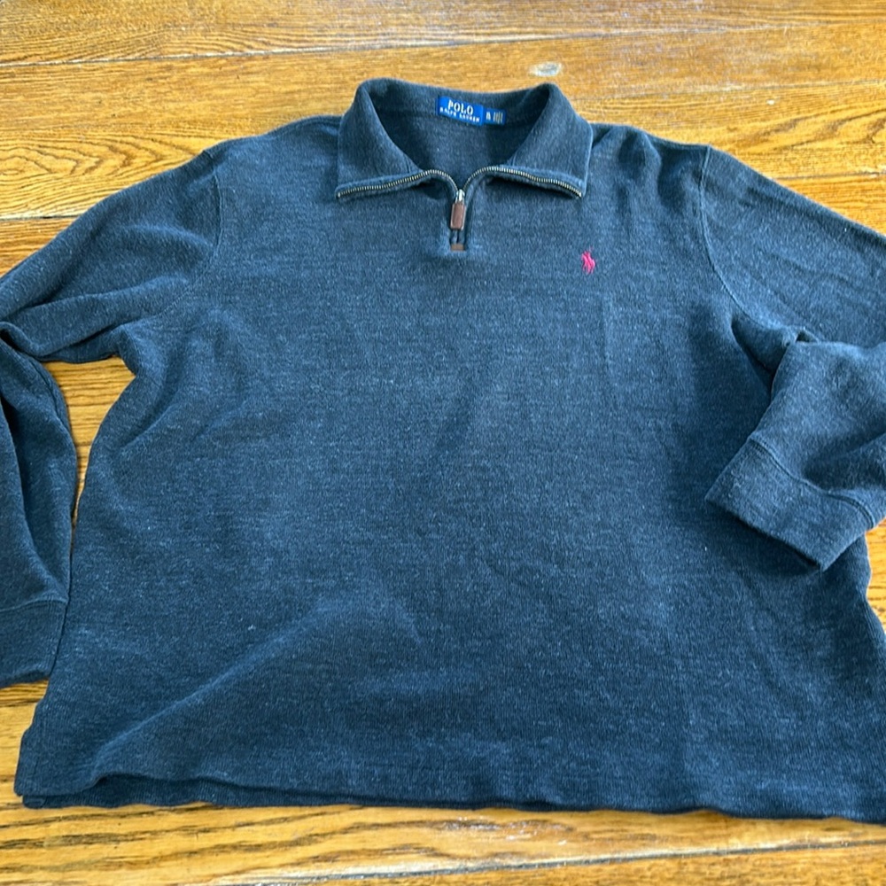 POLO Ralph Lauren cotton 1/4 zip pullover sweater. Men’s Size XL. Gray. - Picture 2 of 9